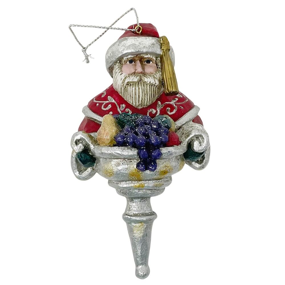 Vintage P. Schifferl Santa Claus Ornament‎ Holding Fruit Bowl Grapes 5 Inch GUC